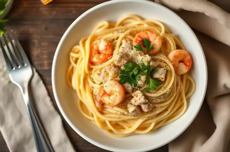 Creamy Chicken and Shrimp Pasta