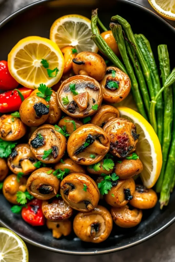 lion's mane mushroom recipe, showing cooked mushrooms served on a plate