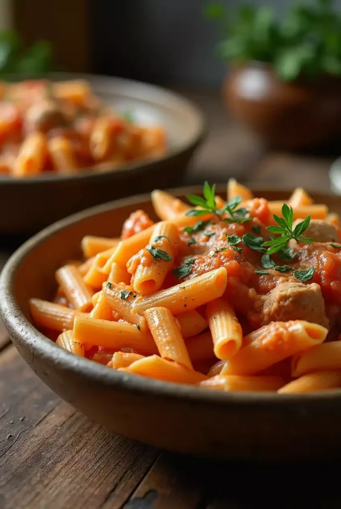 Creamy macaroni penne pasta dish with herbs and cheese, perfect for busy weeknights and ready in 30 minutes